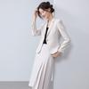 Women's Apricot Silver Suit Jacket & Midi Skirt Set - Spring/Autumn 2025, Slim Fit, High-End Two-Piece