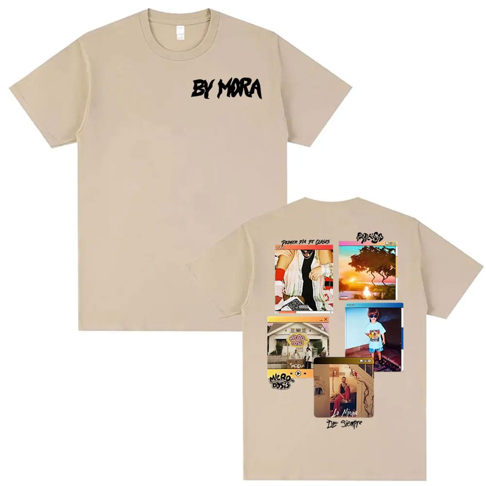 

Тур Mora Lo Mismo De Siempre 2025 Графика альбома Мужская и женская мода Хип-хоп Летний принт 100% чистый хлопок Короткий рукав 4XL