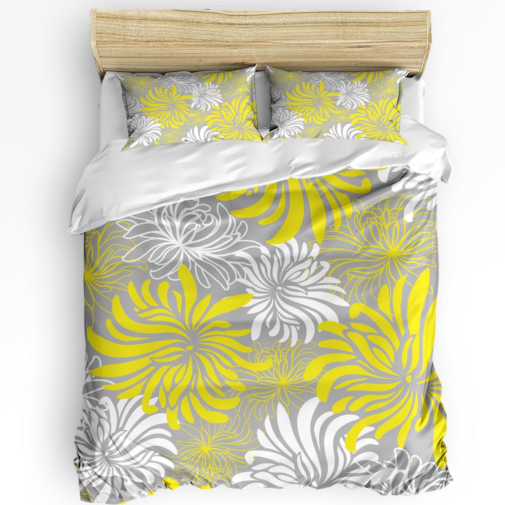 Red Black White Flower Chrysanthemum Duvet Cover With Pillow Case Custom 3pcs Bedding Set Quilt Cover Double Bed Home Textile