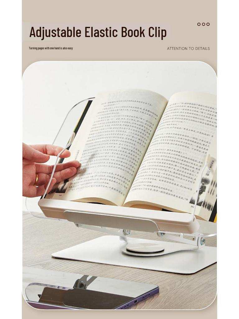 Rotating Transparent Acrylic Desktop Stand: Book, Music, Tablet Holder