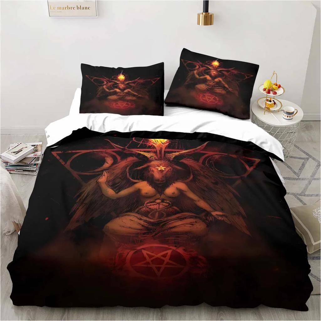 Satanisch Satan Teufel Bettwäsche Set Jungen Mädchen Einzelbett Queen Size Bettbezug Kissenbezug Bett Kinder Erwachsene Mode Heimtextilien