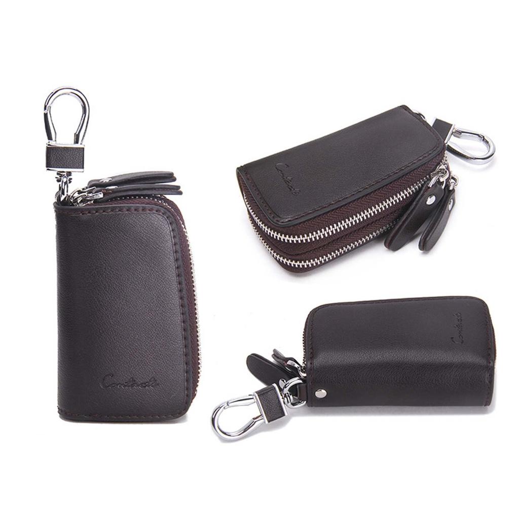 Gofelt Smart Key Case, 2-Key Storage, for Men and Women, Double Pocket, Leather, Multifunctional, Convenient, Car Key Holder, Carabiner Included,