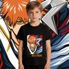 Bleach Ichigo Anime Print Tee for Kids Pure Cotton Short Sleeve T Shirt Boys Girls Casual Summer Top