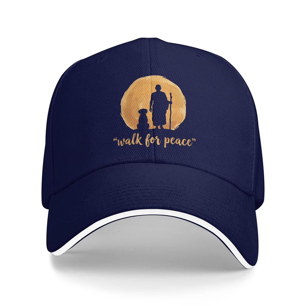 Walk for Peace Monks with Aloka Dog Accessories Men Women Baseball Cap Trucker Hat Casual Formal Headwear Adjustable Fit Sun Cap