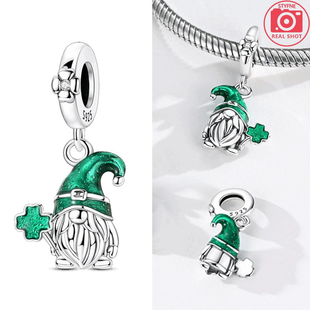 Lucky Four-Leaf Clover Animal Bear Pendant Dwarf Humanoid Original Copper Beads Fit Bracelet Accessory Diy Jewelry Fine Gift