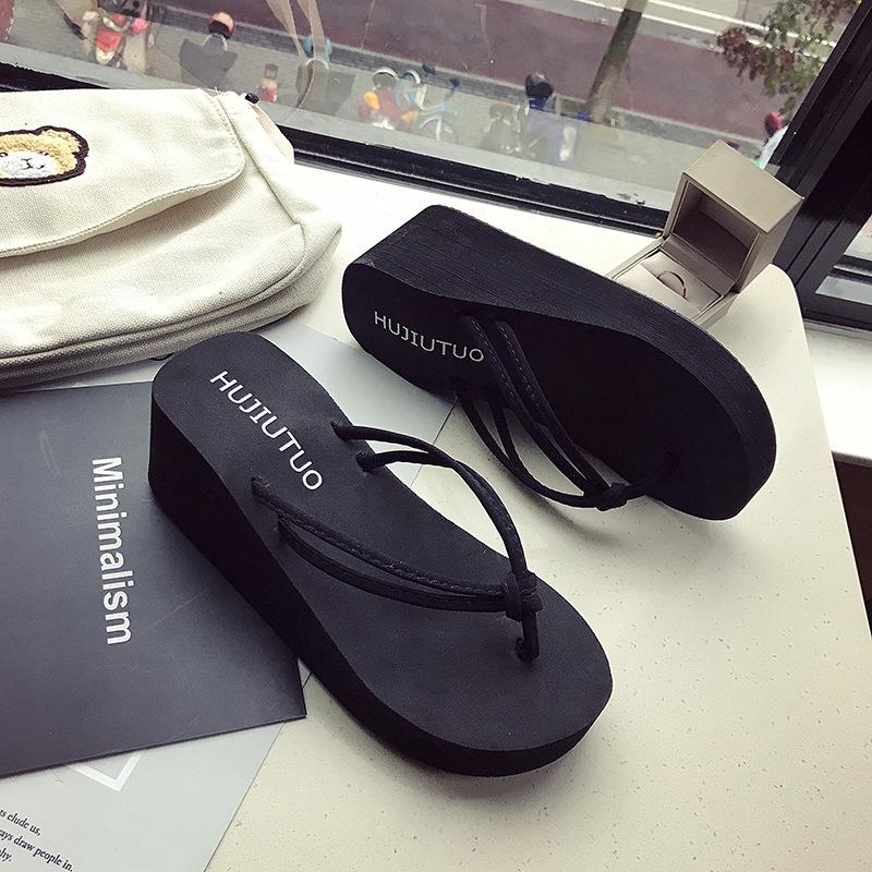 Women's Fashionable 7cm Platform Flip-Flop Slides - Non-Slip Beach Thong Slippers