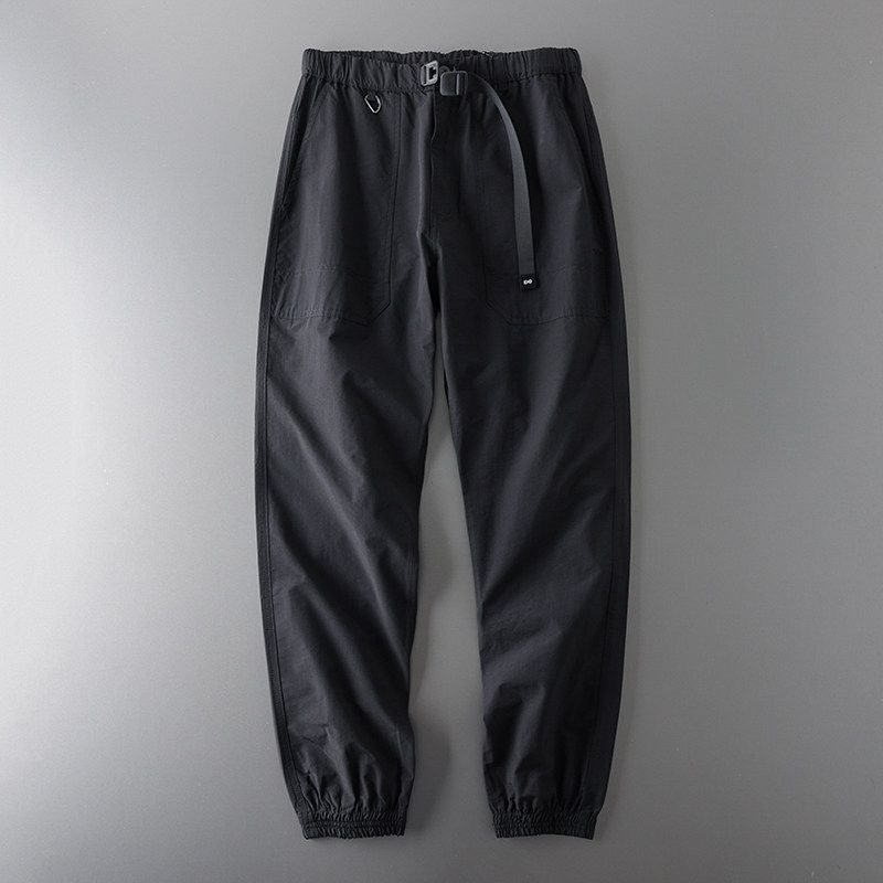 American Style High Street Ankle-Tied Casual Functional Overalls Black M