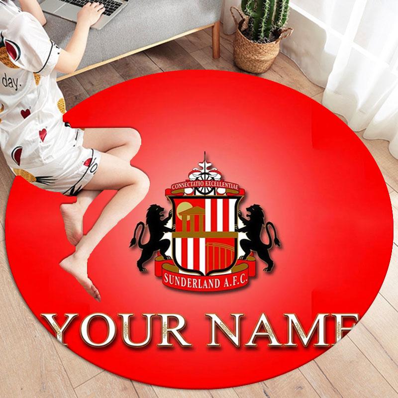 Sunderland A.F Custom Name Round Area Rug,Carpet Rug for Living Room Bedroom Sofa Playroom Decor,Non-slip Floor Mat
