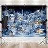 1Pcs Snowy Church Scene Decoration Background Winter Backdrop Decorations For Photo Studio Photo Booth Christmas Party