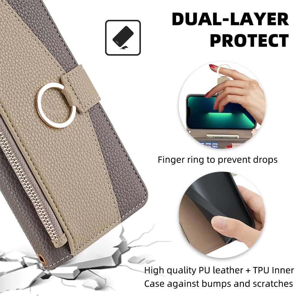 Kantan Sumaho 4 Wallet with Makeup Long Zippered Coin Card and Landscape Premium Leather with a Durable and Perfect COCOCLOUD Case, Style,