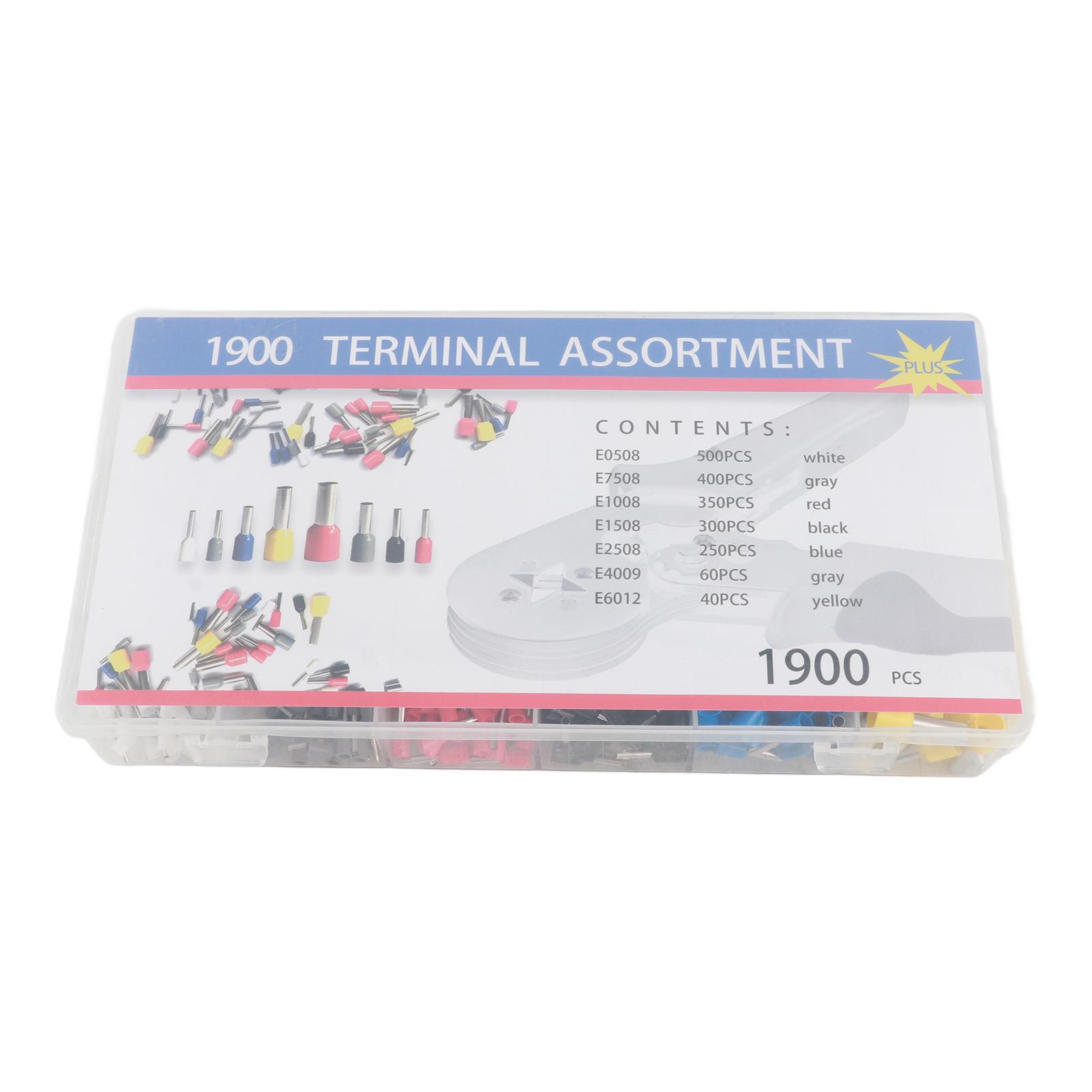 

1900PCS Ferrules End Sleeve Assorted Ferrules Set Terminal Connector Sleeves 0.5 to 6mm2 AWG2210 різнокольоровий