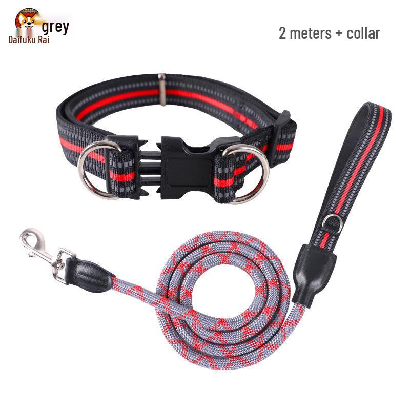 2m Anti-Shock Dog Leash with Collar for Medium & Large Breeds - Golden Retriever & Teddy Training Rope