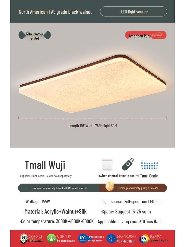 Retro Walnut Zen Ceiling Light with Song Dynasty Silk Aesthetics