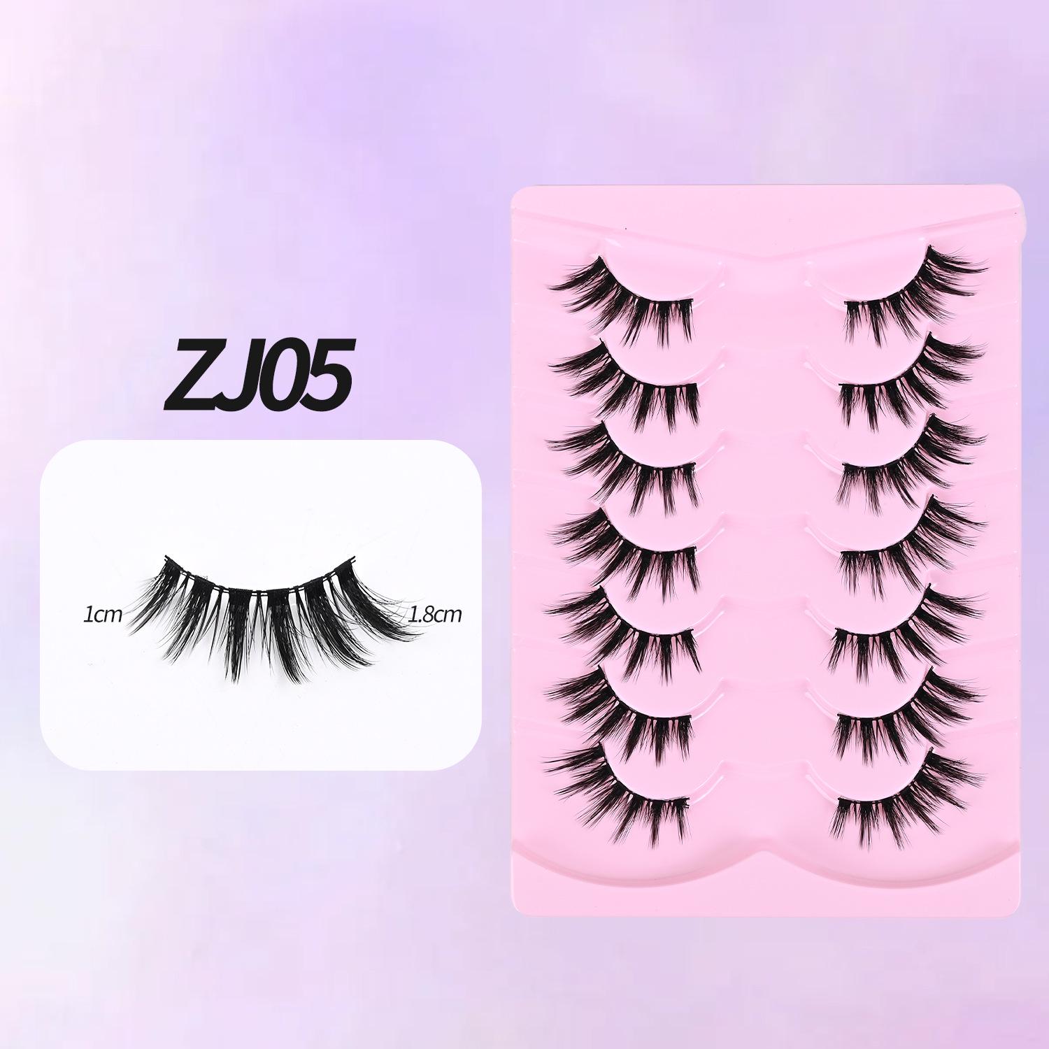 

European & American 3D Half-Eye Angled False Eyelashes ZJ05 - 7 Pairs Pack