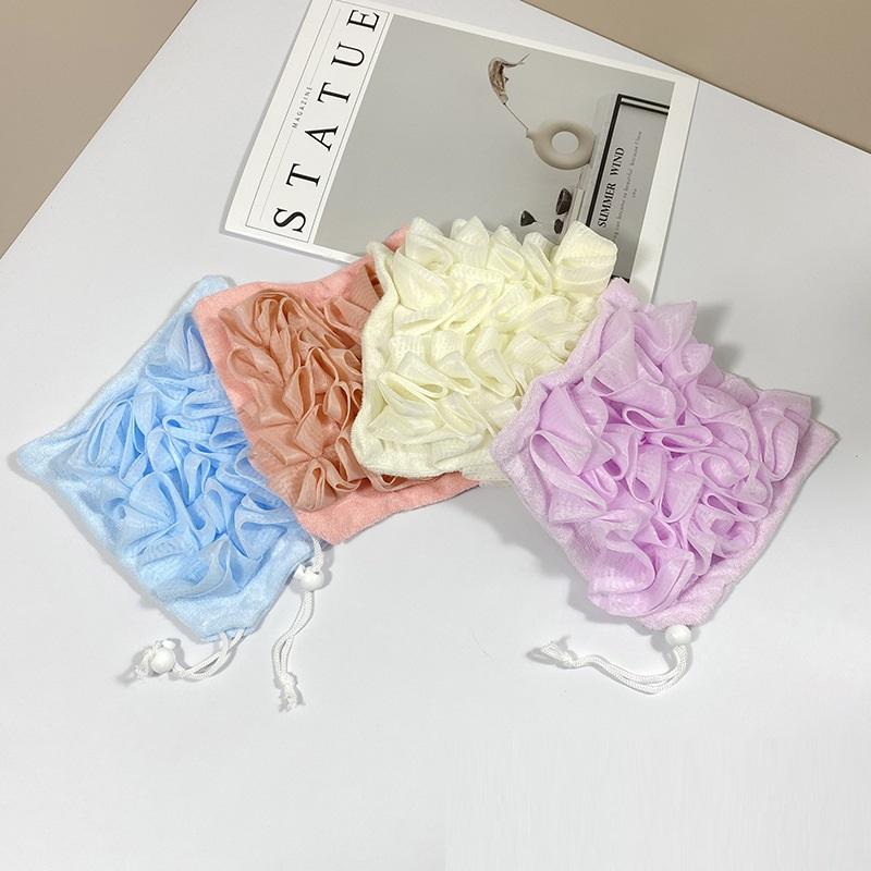 2 In 1 Bath Ball Towel Loofah With Drawstring Closure For Soap Soft Exfoliating Mesh Shower Sponge Skin Care Bathing Tool