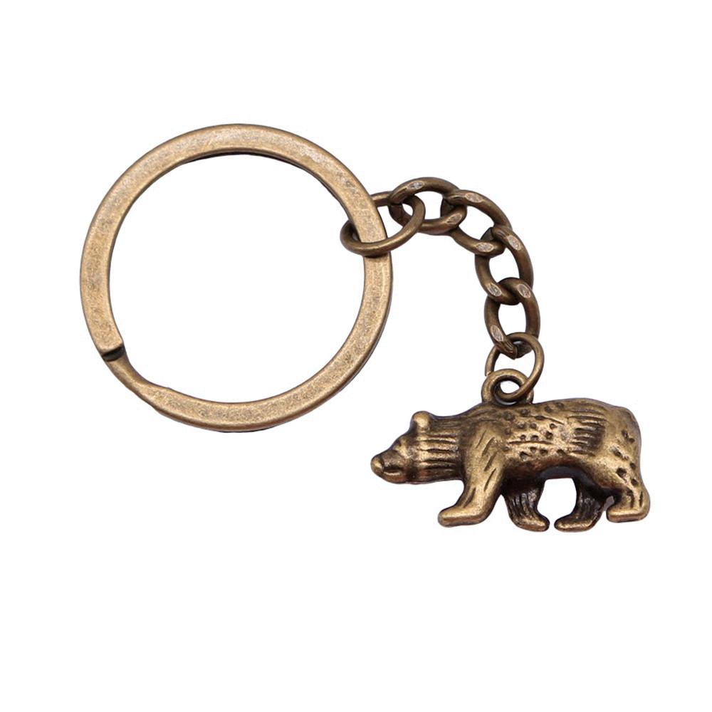 Bear Charm Tiger Keychain Wild Animal Pendants Key Ring 28mm