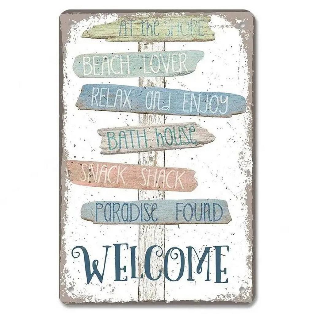 Welcome Metal Tin Signs Plaque Wall Decoration Vintage Art Posters Iron Painting for Man Cave Home Cafe Garden Garage Club Bar