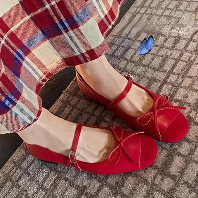 Modeschuhe Damen 2024 Mode Schnalle Damen Ballerinas Herbst Eckige Zehenschleife Einfarbig Weiche Sohle Lässig Bequem Flache Schuhe