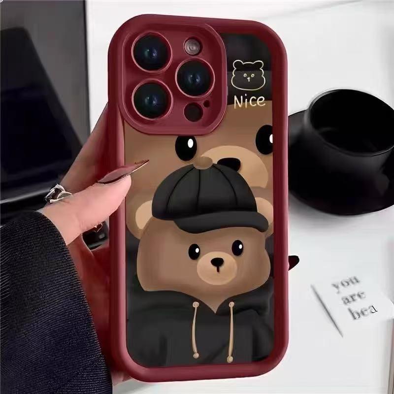 Custodia per telefono a prova di caduta con orsetto marrone per iPhone 17, 16 Pro Max, 15 Pro, 14 e 13