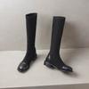 Krazing Pot Microfiber Autumn Winter Shoes Low Heels Size 43 Long Boots Half Boots Zip Stretch Thigh High Boots