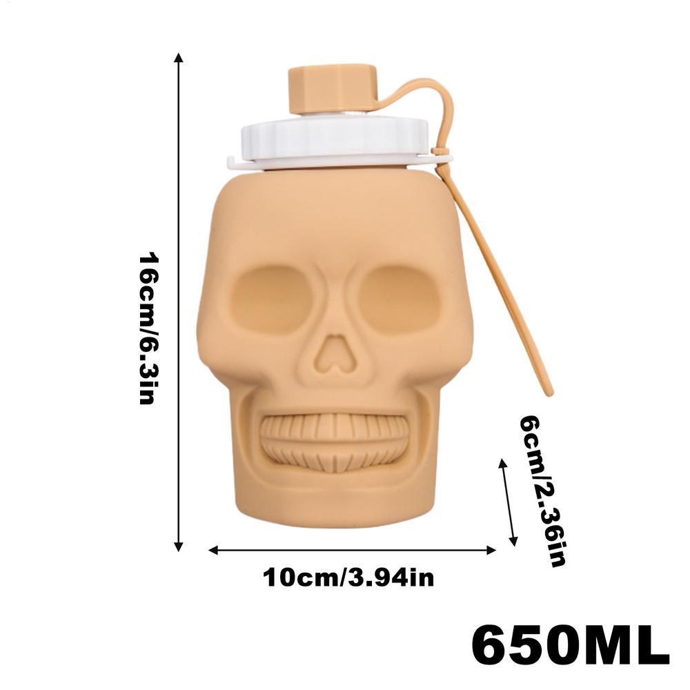 

Silicone Water Bottle Halloween Gothic Water Bottle 650ml Leakproof Cups For Fitness Backpacking Hiking Running Cycling Outdoor 0.65l