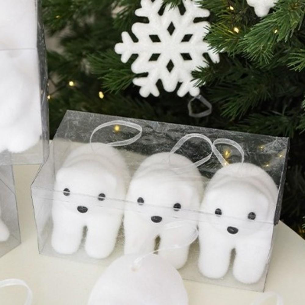 Pendentif Arbre de Noël Blanc Ours Polaire Flocon de Neige Pendentif à Suspendre Décoration de Maison