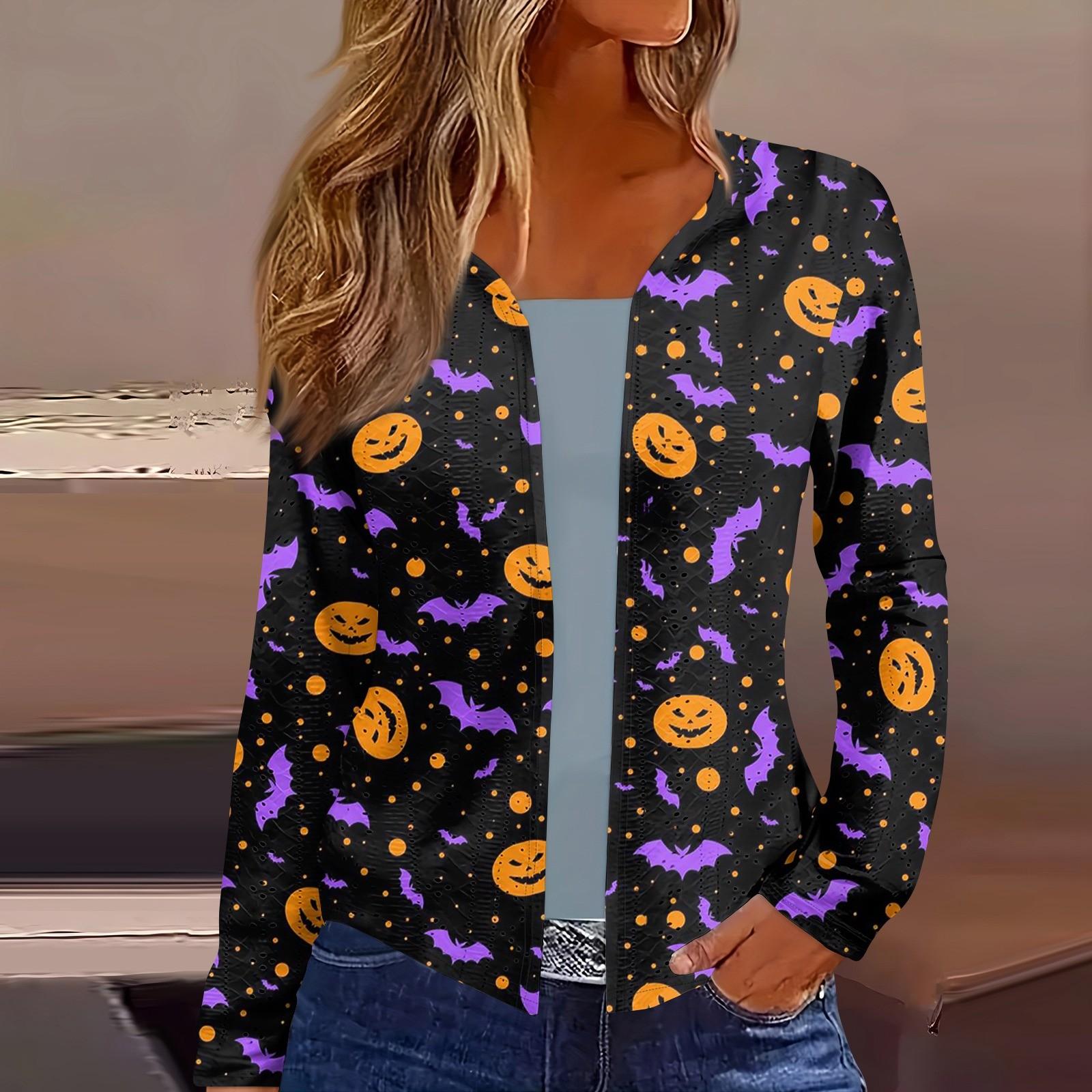

Женский топ с длинным рукавом и принтом Хэллоуина, повседневная модная тонкая блузка-кардиган на выходные XXXL