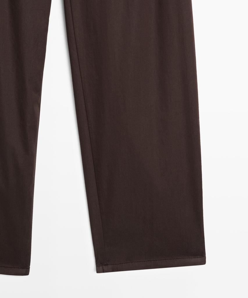 Masimodutti Cotton Poplin Blend Tuck Pants