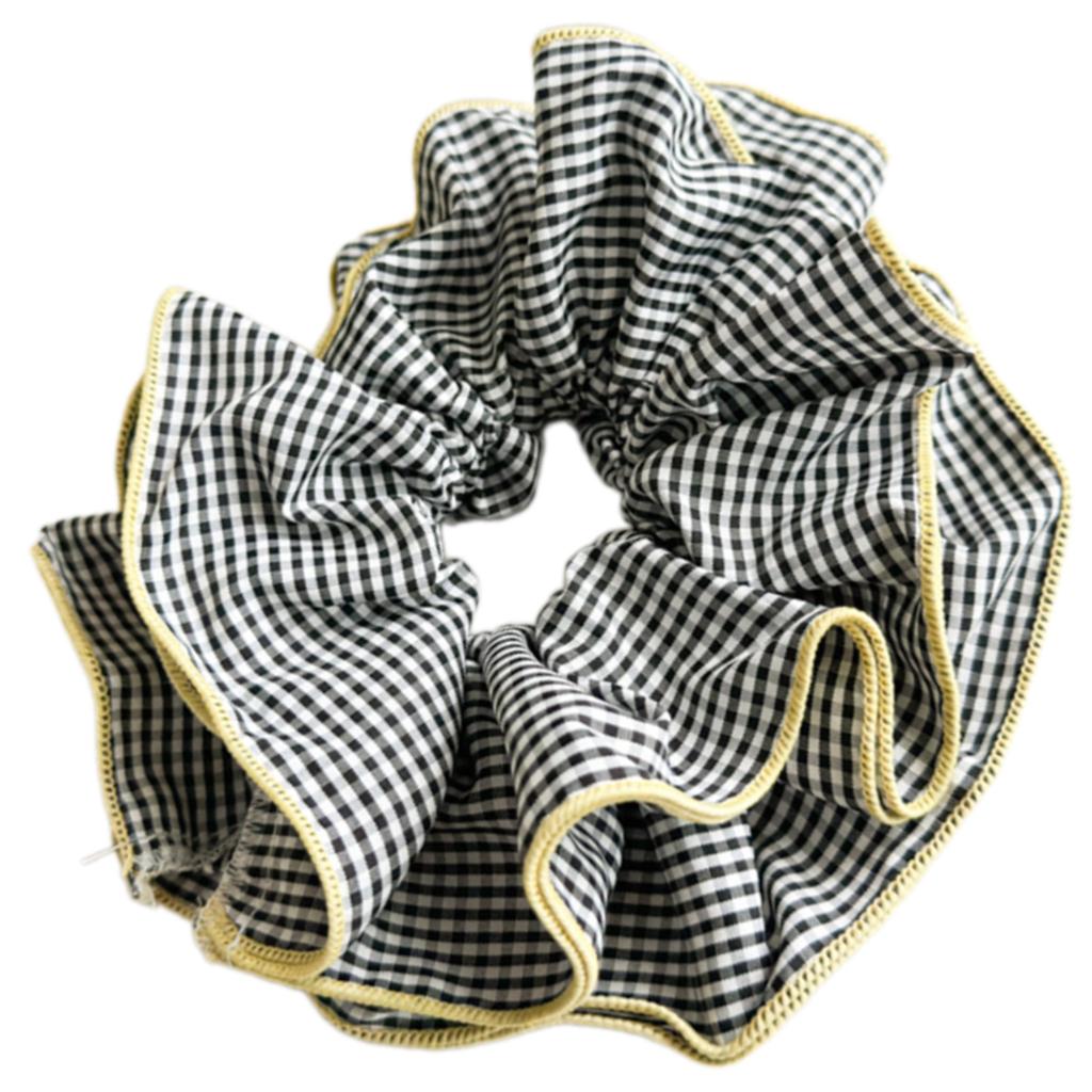 Fashionable Plaid Ruffles Double Layer Scrunchies for Women Retro Korean Oversized Pleated Hair Ties Hair Decoration