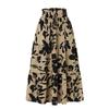 Printed Long Dress A Word Summer High-Grade Pleated Skirt Elastic Waist Women Clothes Print Long Dress Skirt