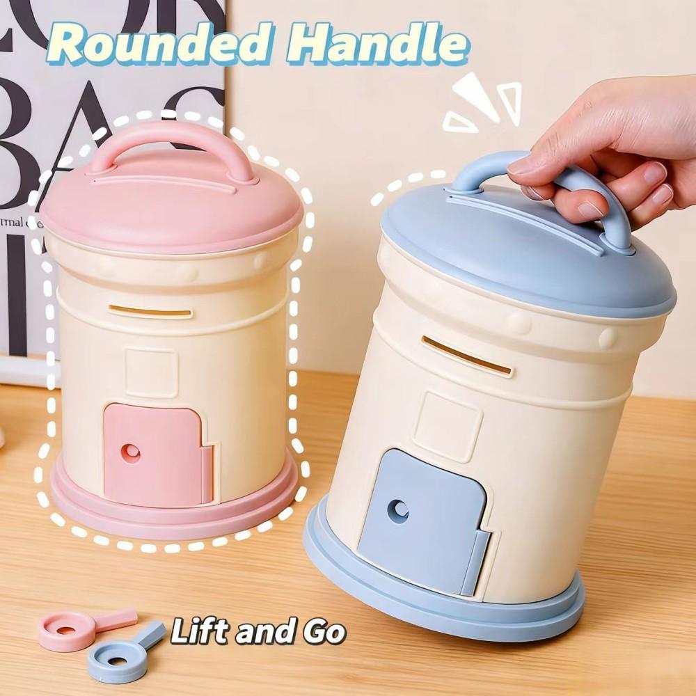 Popular High Quality Durable Box-Shaped PP Piggy Bank Key Lock-Portable Environment-Friendly Saving Money Gift for Desktop Use