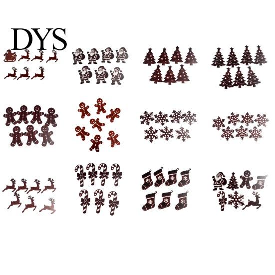 Easy Install Christmas Entryway Decor 7Pcs Wooden Silhouette Lights with Warm Backlight, LED Reindeer Lighted Winter Scene for Living Room Santa