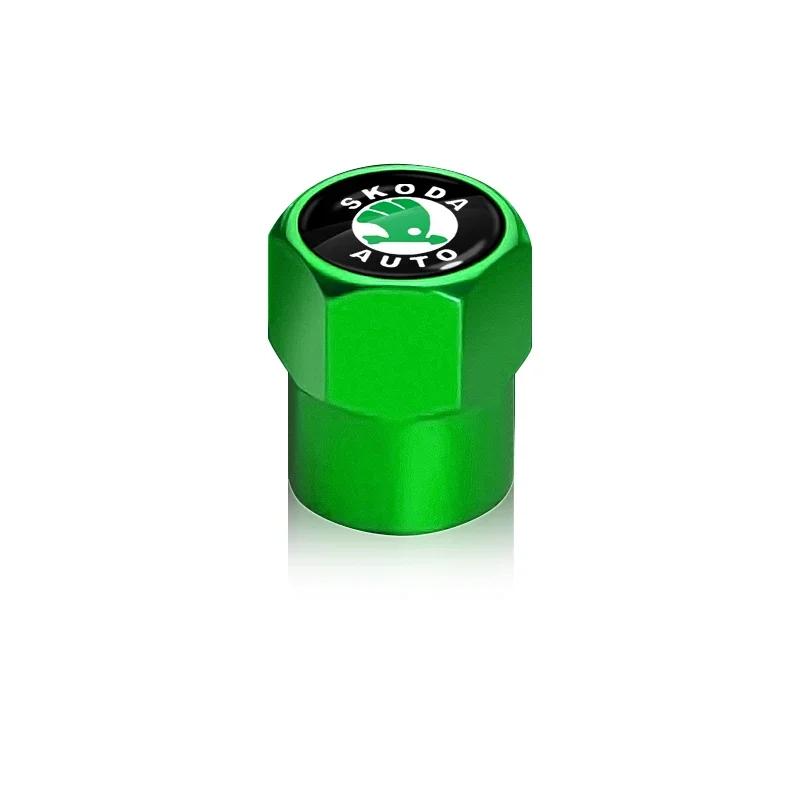 2025 Chaud 4 Pièces/set Alliage de Zinc Bouchons d'Air pour Valve de Pneu de Voiture Articles Antivol Pour Skoda Fabia Kamiq Rapid Kodiaq Octavia a5a 7 2 Ye