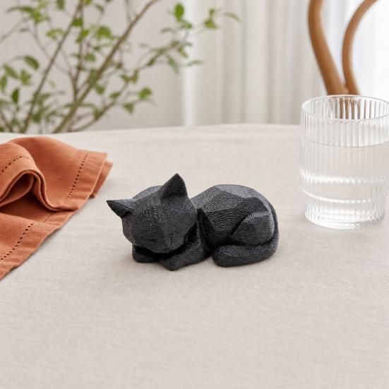 Estátua de Gato Dormindo, Miniatura de Gato Fofa para Mesa Estante, Decoração Geométrica Moderna Impressa em 3D Presente para Amantes de Gatos