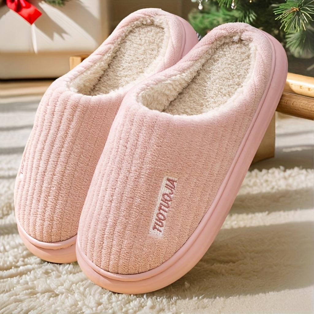 Women's Thick Bottom Striped Cloud Home Slippers Indoor Memory Foam Slip On Winter Home Shoes