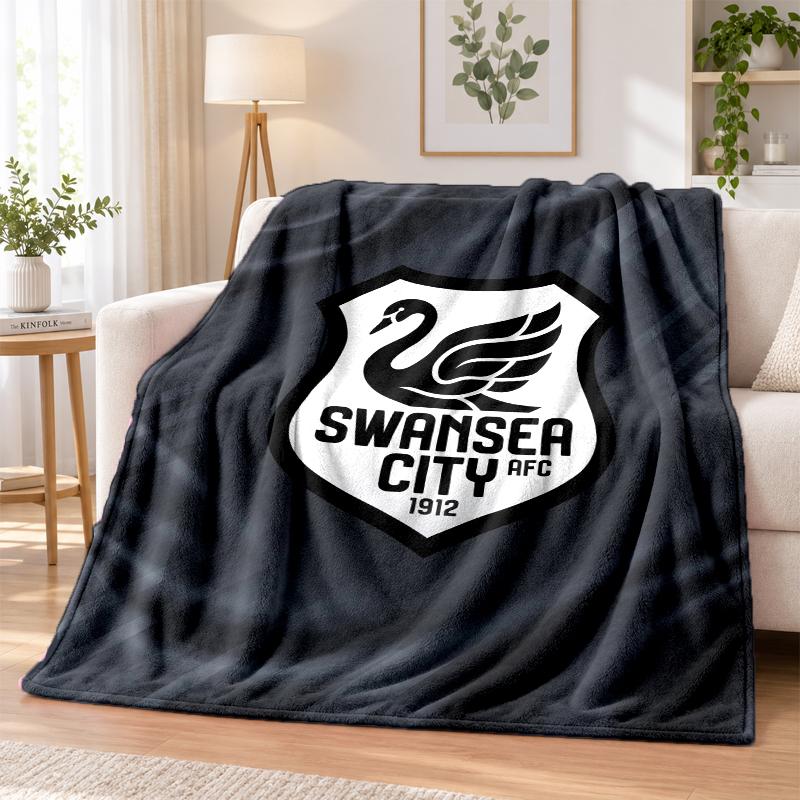 Swansea City Printed Flannel Blanket Warm Comfort Bed Throw For Indoor Home Decoration