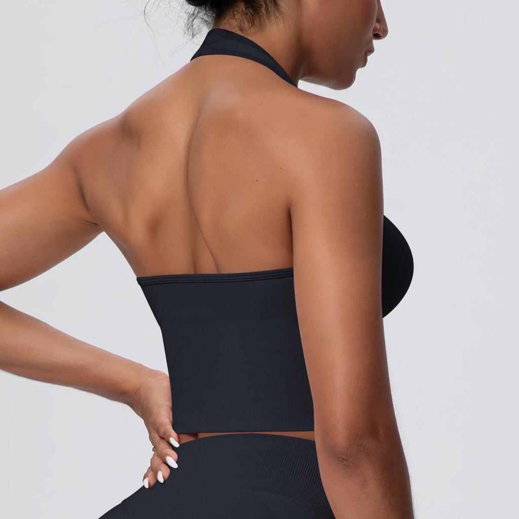Elegant Backless Halter Yoga Bra – Seamless Breathable Sports and Fitness Vest