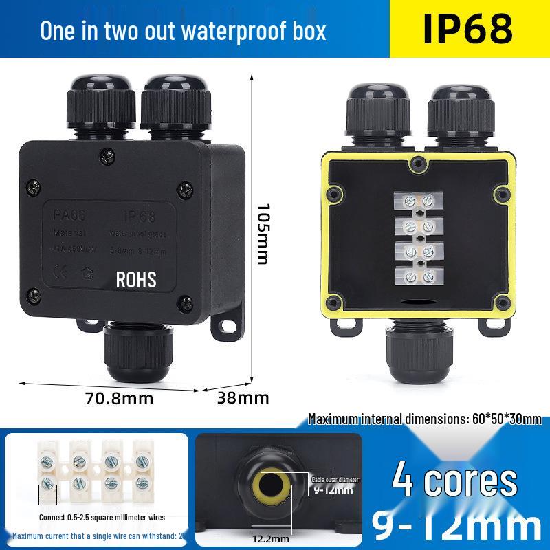 Outdoor IP68 Rainproof Plastic Junction Box with Terminal Block for PC Rooms & Street Lighting