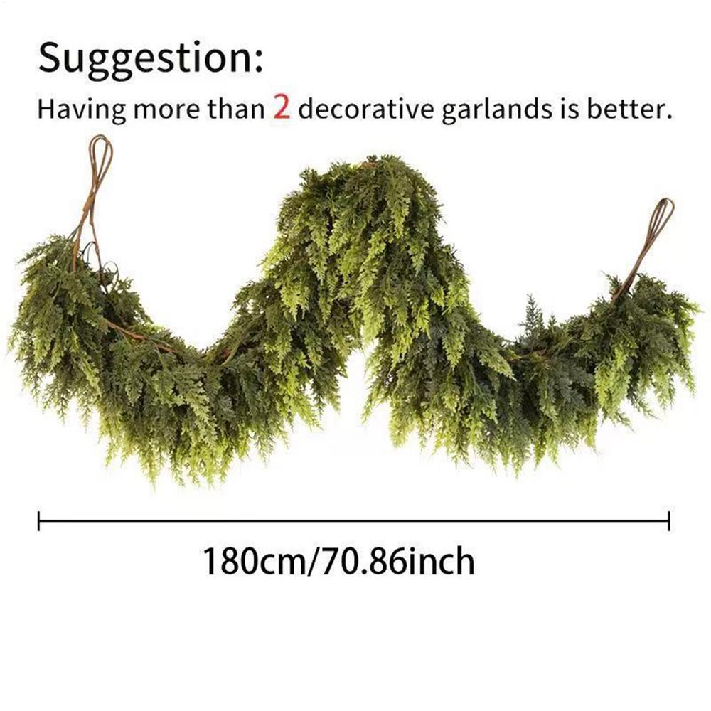 1.5m/1.8m/2.7m Christmas Garlands Artificial Holiday Green Pine Wreath Faux Garland for Fireplace Tree Mantel Outdoor Porch