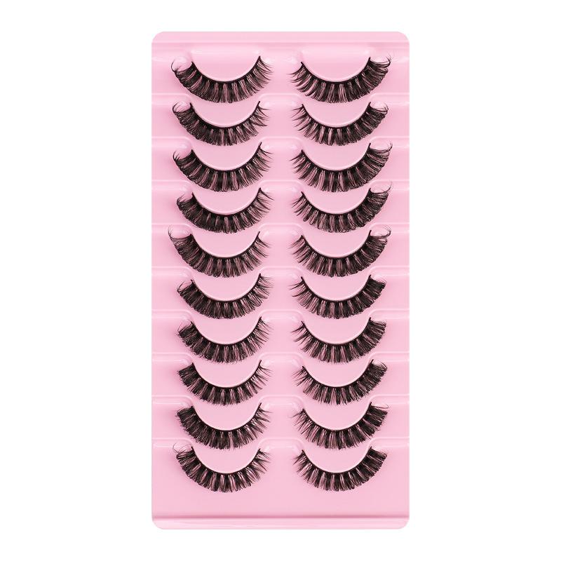 Curled Multi-layer European and American Imitation Mink Eyelashes 10 Pairs of False Eyelashes