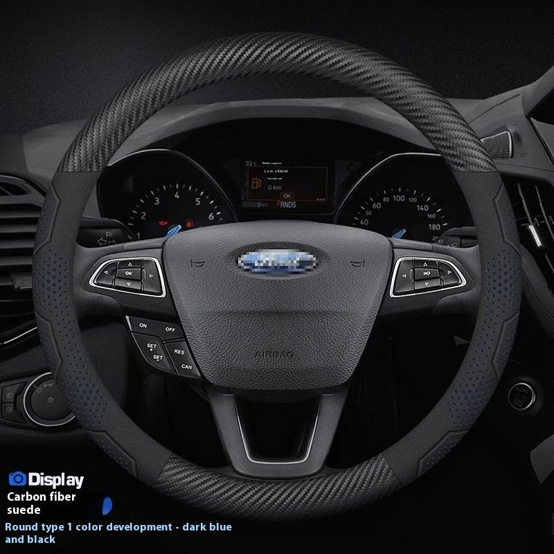 Carbon Fiber Suede Steering Wheel Cover for Ford Focus F150 Mondeo Fiesta Kuga Edge Ecosport Explorer Escape Fusion Car Accessor