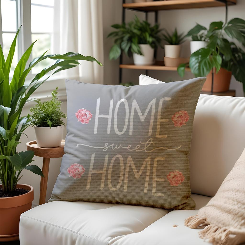 Plant Spring Flower Pillow Case Pastoral Style Square Pillow Square Sofa Pillow Line Print