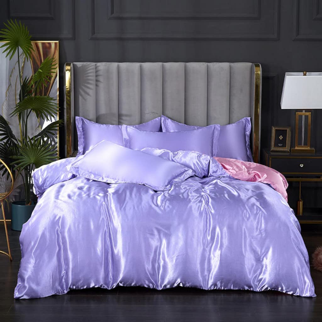 Satin Bedding Set King Wine Red Silk Like Satin Duvet Cover Set Luxury Soft Burgundy Comforter Cover Adults Bedroom Decor Chic Luxurious Sil
