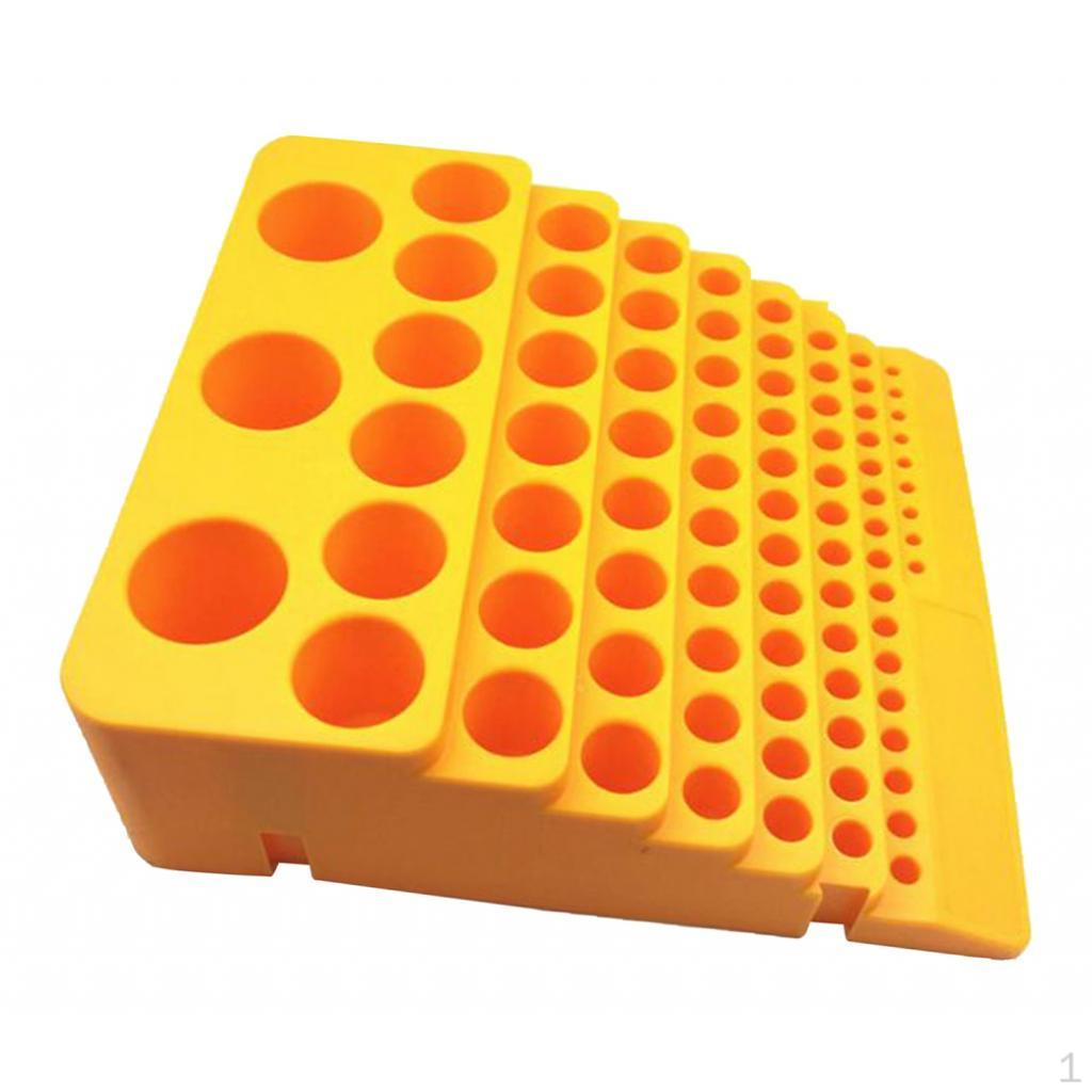 Universal Round Yellow Plastic Drill Bit Organizer Case 84 Hole Saving Space