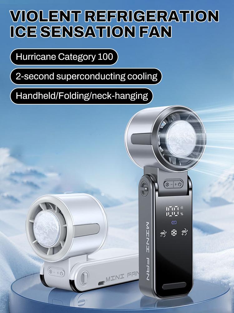 Refrigeration Handheld Fan High-speed Ice Cold Fan Electric Mini Rechargeable 3600mAh 100-level Control Portable Fan Air Cooler