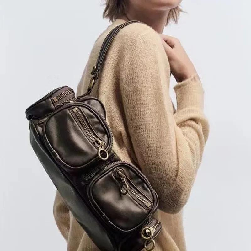 Punk Stylish Handlebags for Women Underarm  Bags Leisure Armpit Shoulder Bags Female Fashion Handbag