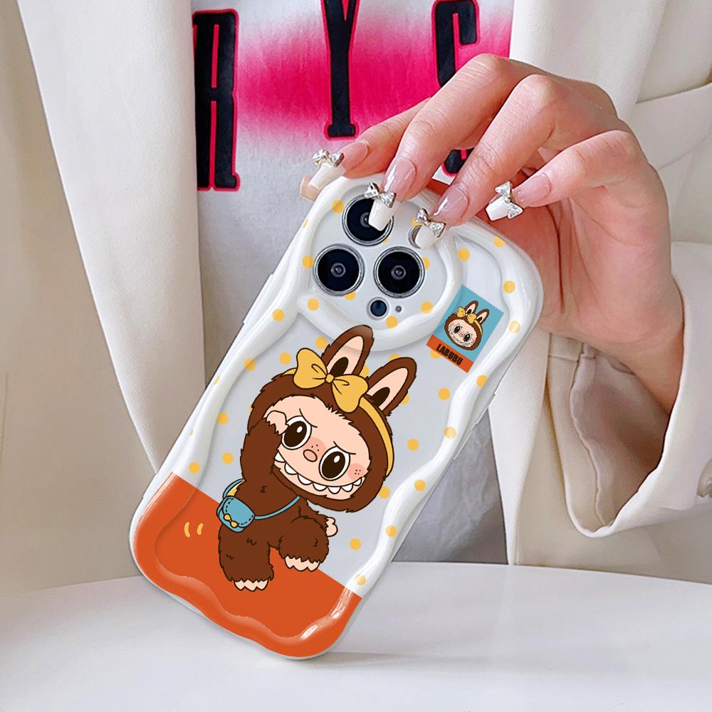 Cartoon Pattern Cream Texture Casing Wavy Edge Soft Silicone Cover Phone Case for IPhone Samsung Huawei Honor Xiaomi Redmi Infinix Tecno