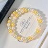 8Mm Autumn And Winter High-Gloss Maple Leaf Citrine Faux Crystal Pearl Design Necklace Collarbone Chain Sweater Chain