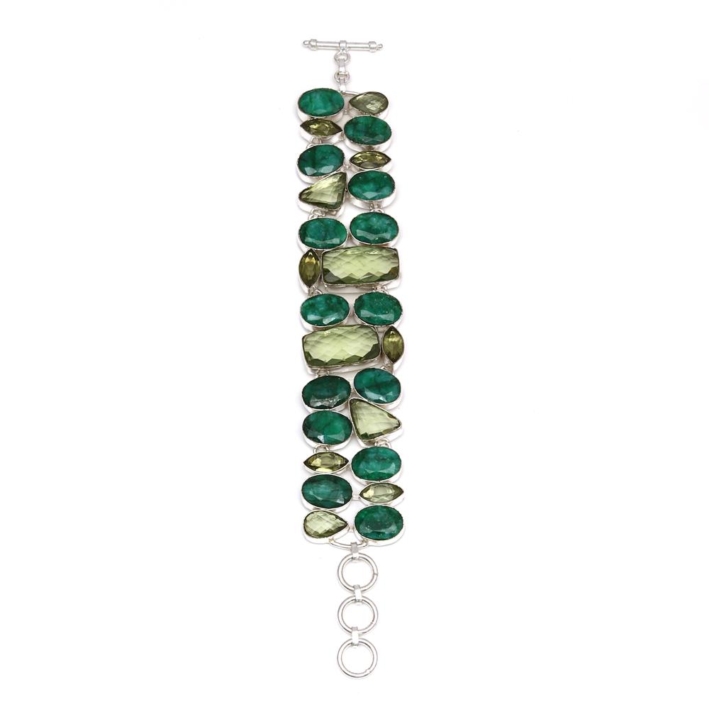 Emerald Sapphire Green Amethyst Quartz Handicraft Jewelry Necklace &Set  18-20''