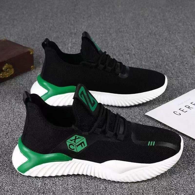 New men's casual shoes breathable sports running shoes soft sole comfortable lightweight flying woven shoes